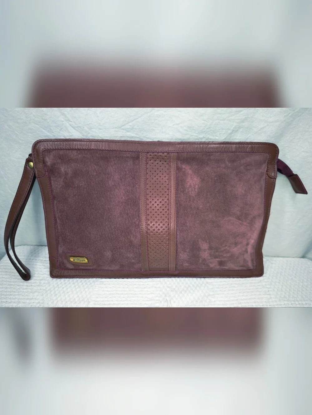phillippe vintage purple suede and leather clutch